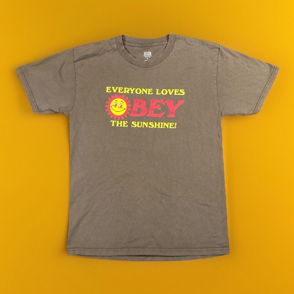 Obey Skater Grunge Sunshine Brown Streetwear T-Shirt Size M